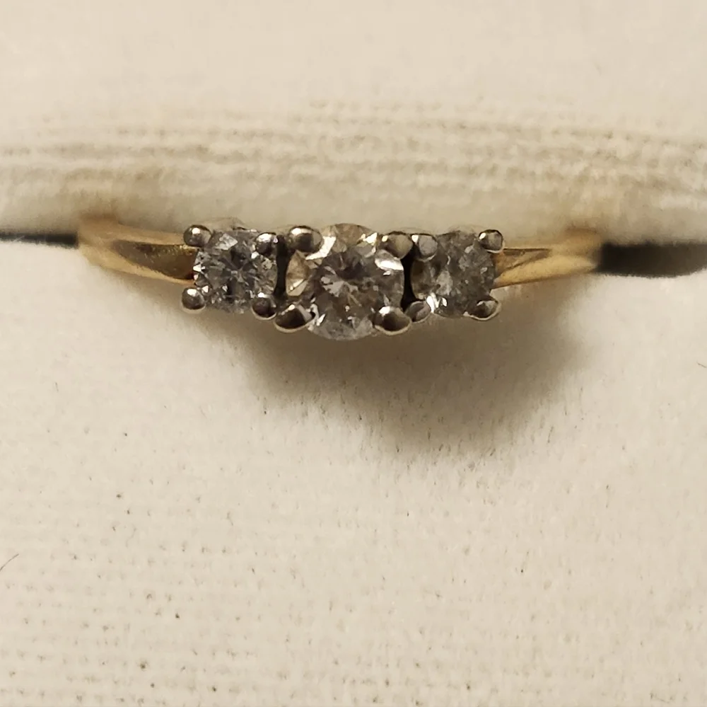 Vintage 14K Gold Three-Stone Diamond Engagement Ring